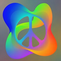 Vibrant Rainbow Peace Symbol Abstract Art with Gradient Colors.
