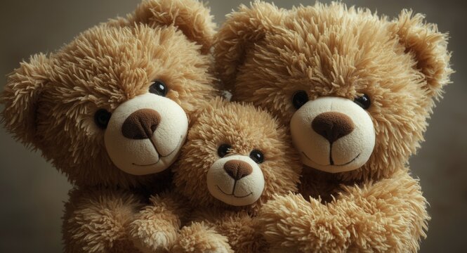 charming teddy bears cuddled up together with friendly expressions