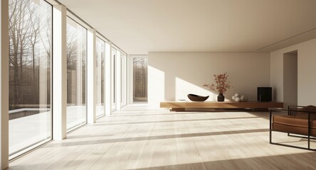 Fototapeta premium Interior design featuring white window profiles and inviting natural light in living space