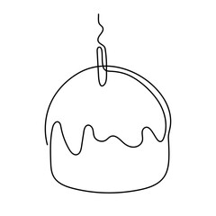 Obraz premium Easter cake one line art, hand drawn sweet pastries traditional continuous contour. Christian orthodox religion holiday Resurrection of Jesus Christ, festive decoration. Editable stroke. Isolated.