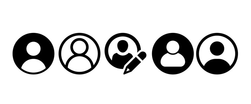 Minimalist circle user avatar icons and person profile symbols designed for website member login
