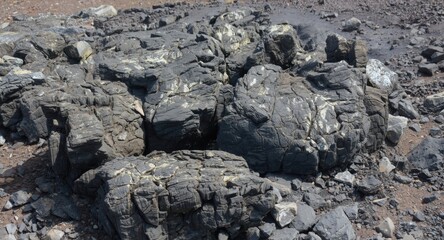 Igneous rock formed by volcanic eruption molten lava hardening