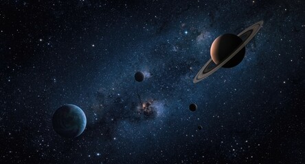 Deep space background showcasing planets and star fields
