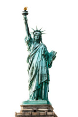 Fototapeta premium The statue of liberty standing tall on a stone pedestal isolated on transparent background