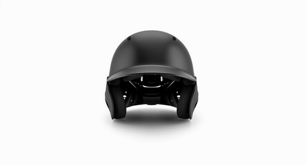 Fototapeta premium black matte finish baseball helmet positioned on white background