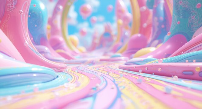 Bright 2d cartoon background rendered in anime style with smooth lines and detailed textures