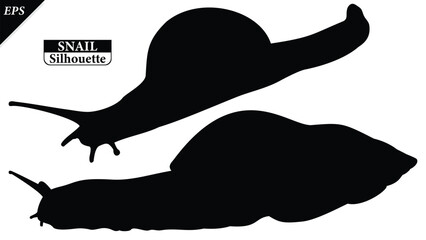 snail silhouette isolated on white background with logo text space, featuring a clean black shape symbolizing nature, patience, simplicity. Ideal for logos, snails vector silhouette icon, snail logo © Usman Tahir Isolated