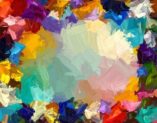 カラフルな絵の具のタッチが重なるアート背景素材