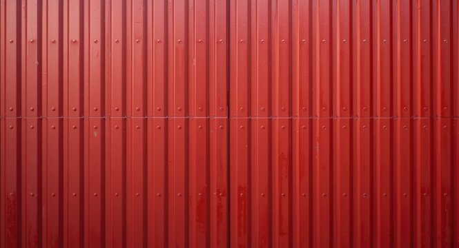 Detailed riveted red metal wall texture with subtle shadow and smooth panel surface
