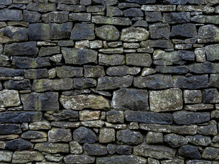 Black Blocks Rustic Dry Stone Wall Seamless Rock Texture
