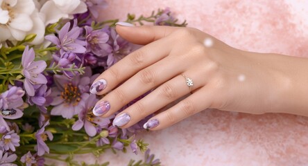 Fototapeta premium Elegant lavender nail design for women during spring and summer seasons