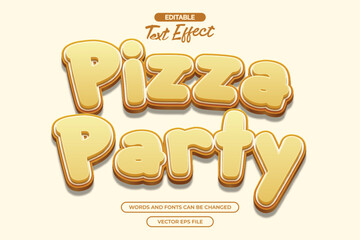 Pizza party editable text effect with 3d cartoon text style