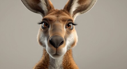 Obraz premium Animated kangaroo illustrating character in a detailed close shot