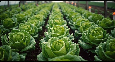 Obraz premium Lush green oak lettuce thriving in fresh organic salad farm