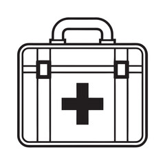 Obraz premium First Aid Kit Illustration: A clean, graphic illustration of a first aid kit, featuring the universal medical cross symbol, ready for any emergency.