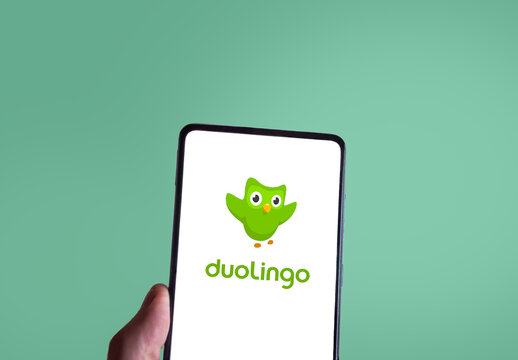 Duolingo logo on a smartphone screen. Link&ouml;ping, &Ouml;sterg&ouml;tland, Sweden 02-09-2026.