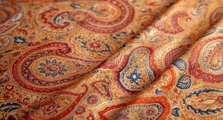 Elegant traditional paisley textile design inspired by Indian art