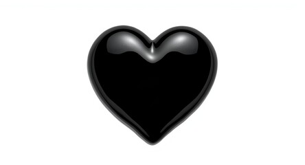 Fototapeta premium Black liquid bitumen heart isolated against stark white background