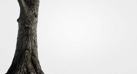 Fototapeta premium Isolated tree trunk shown standing on a neutral white background