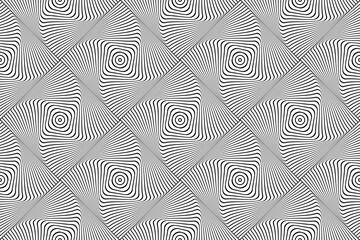 Abstract Seamless Geometric Op Art Pattern with 3D Illusion Effect. Black and White Lines Texture. 