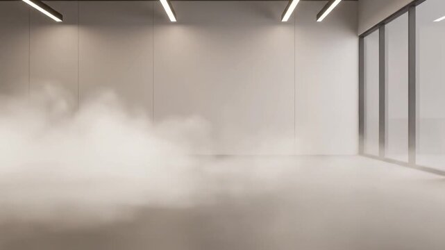 Foggy White Room with Fluorescent Lighting.