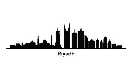 Fototapeta premium Silhouette of the riyadh skyline featuring kingdom centre and other buildings