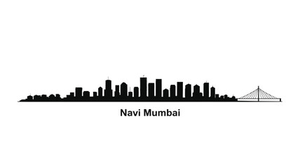 Obraz premium A stark black silhouette of navi mumbai s skyline against a white background