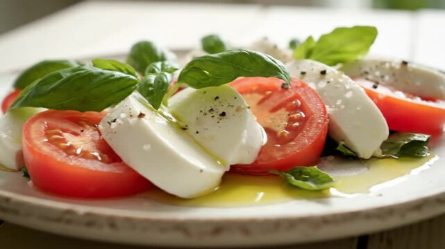 Fresh Caprese Salad with Tomatoes and Mozzarella.
