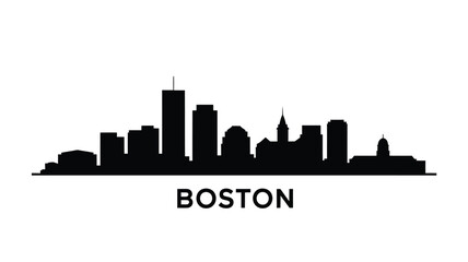 Obraz premium A black silhouette of the boston skyline with the city s name below