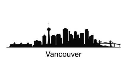 A striking black silhouette of the vancouver skyline with the city s name