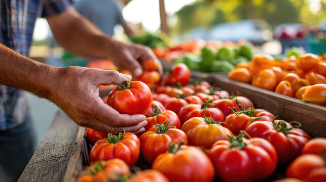 fresh tomatoes at a farmer's market