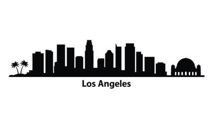 Fototapeta premium A striking black silhouette of the los angeles skyline with palm trees