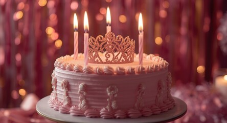 Naklejka premium Birthday cake showcasing princess elegance and festive charm