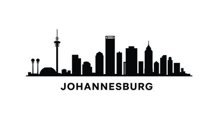 Obraz premium Johannesburg skyline silhouette with prominent buildings and city name displayed below