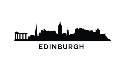 Obraz premium A striking black silhouette of the edinburgh skyline with city name below