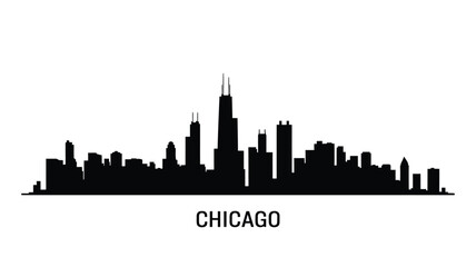 Fototapeta premium A striking black silhouette depicts the iconic chicago skyline with its name