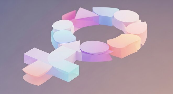 A colorful 3d geometric symbol combining male and female gender signs