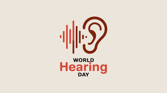 World Hearing Day Logo with Ear and Sound Waves