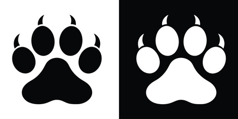 Animal paw print silhouette vector, Paw footprint icon, Different animal paw print vector illustration