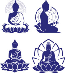 Vesak Buddha Day Silhouette Illustration