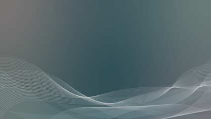 ダークグレーのグラデーションのウェーブ背景 透明感のあるビジネス向けフレーム 16:9