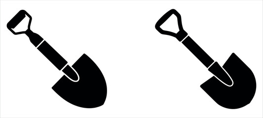 Simple black shovel icons on white background vector illustration. © akram