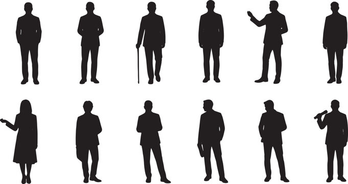 Black Solid Handling Constructive Criticism Silhouettes Set of Six on White Background