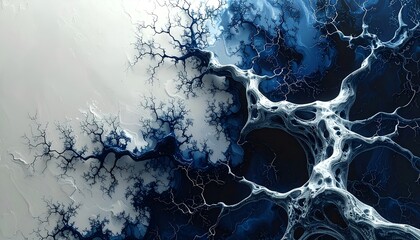 Abstract Blue Fractal Marble Fluid Background