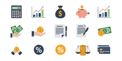 Financial icons set vector illustration for business concepts and marketing