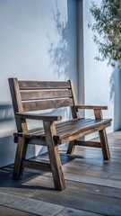 A rustic wooden bench stands alone against a crisp white backdrop, waiting to be filled with natures vibrant hues