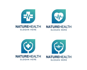 set collection health care logo, medicine logo design vector illustration