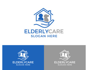 elderly care logo design vector illustration