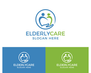elderly care logo design vector illustration