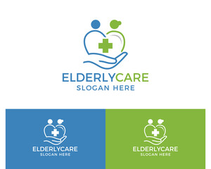 elderly care logo design vector illustration
